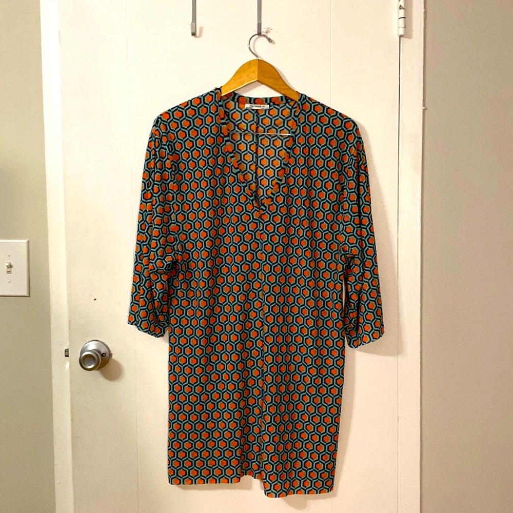 70s v-neck shift dress Zara Size S